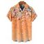 Chemise de Vacances D'Eté Fleurie Imprimée Boutonnée à Manches Roulées pour Homme - Orange Foncé 4XL