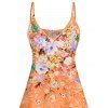 Mini Robe de Plage Ligne A Fleurie Imprimée à Bretelle Fine - Orange Foncé XXXXXL | US 20