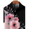 Chemise de Vacances Boutonnée Motif Fleuri en Couleur Contrastée à Manches Roulées pour Homme - Rose clair XL