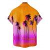 Chemise de Vacances Boutonnée Motif de Cocotier Tropicale à Manches Roulées pour Homme - Orange Foncé 4XL