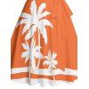 Robe de Plage Ligne A en Blocs de Couleurs Arbre de Noix de Coco Imprimé à Volants - Orange XXXXXL | US 20