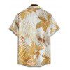 Chemise de Vacances Hawaïen Fleurie Feuille Tropicale Imprimée Boutonnée à Manches Roulées pour Homme - café lumière 5XL