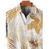 Chemise de Vacances Hawaïen Fleurie Feuille Tropicale Imprimée Boutonnée à Manches Roulées pour Homme - café lumière XL