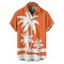 Chemise de Plage Arbre Tropical Imprimé Boutonnée en Blocs de Couleurs Manches Roulées pour Homme - Orange 5XL