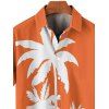 Chemise de Plage Arbre Tropical Imprimé Boutonnée en Blocs de Couleurs Manches Roulées pour Homme - Orange 4XL