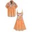 Vacation Couple Outfit Floral Pattern Spaghetti Strap A Line Tank Dress and Roll Up Sleeve Shirt Hawaii Matching Outfit - Orange Foncé S | US 4