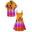 Vacation Couple Outfit Tropical Coconut Tree Pattern Ombre Spaghetti Strap A Line Tank Dress and Roll Up Sleeve Shirt Matching Outfit - Orange Foncé S | US 4