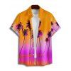 Vacation Couple Outfit Tropical Coconut Tree Pattern Ombre Spaghetti Strap A Line Tank Dress and Roll Up Sleeve Shirt Matching Outfit - Orange Foncé S | US 4