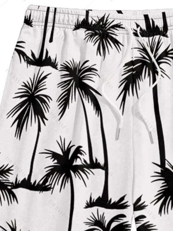 Short de Plage de Vacances Imprimé Palmier pour Homme - Blanc L
