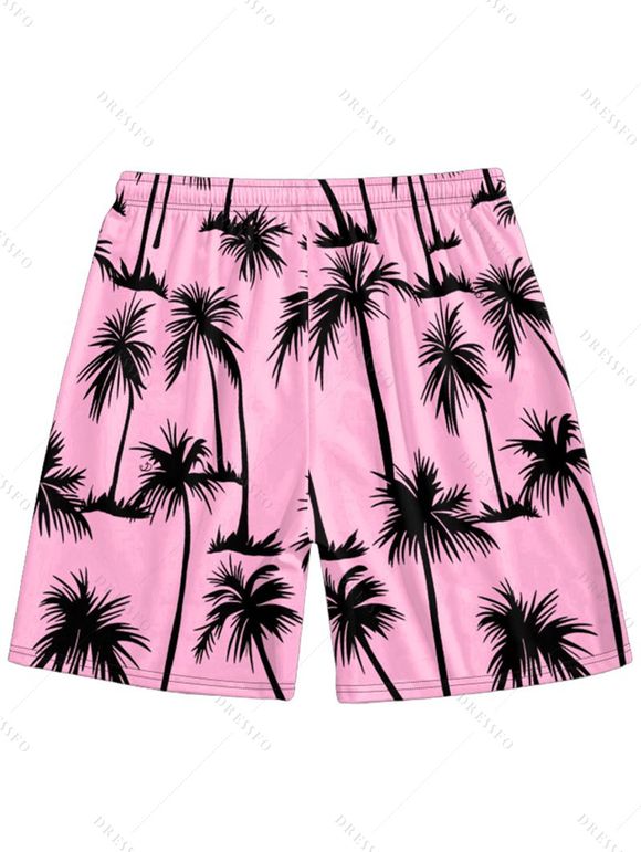 Short de Plage de Vacances Imprimé Palmier pour Homme - Rose clair L