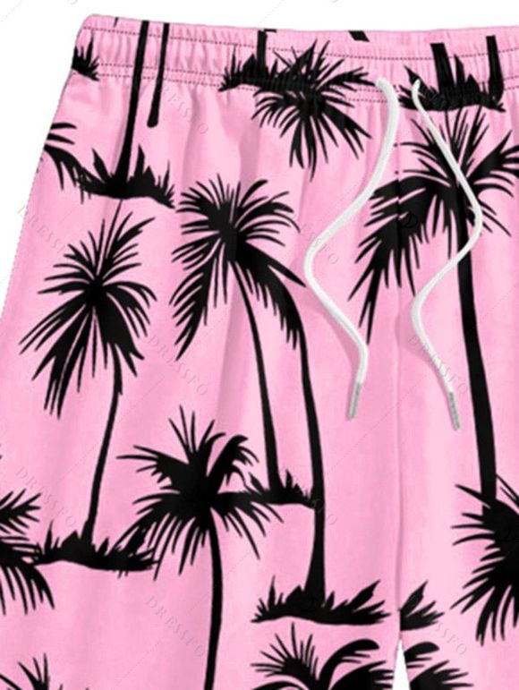 Short de Plage de Vacances Imprimé Palmier pour Homme - Rose clair L