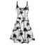 Mini Robe Hawaïen Ligne A Palmier Imprimé à Bretelle Fine - Bleu clair S | US 4