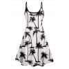 Mini Robe Hawaïen Ligne A Palmier Imprimé à Bretelle Fine - Blanc XXXL | US 16