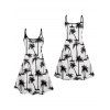 Vacation Style Palm Tree Printed Strapless Dress with Mens Short Sleeve Shirt and Mens Beach Pants Three Piece Set - WHITE S | US 4