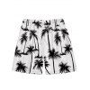 Vacation Style Palm Tree Printed Strapless Dress with Mens Short Sleeve Shirt and Mens Beach Pants Three Piece Set - WHITE S | US 4