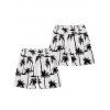 Vacation Style Palm Tree Printed Strapless Dress with Mens Short Sleeve Shirt and Mens Beach Pants Three Piece Set - WHITE S | US 4