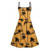 Mini Robe Hawaïen Ligne A Palmier Imprimé à Bretelle Fine - Deep Yellow XXXXXL | US 20