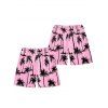 Short de Plage de Vacances Imprimé Palmier pour Homme - Rose clair L