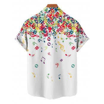 Vacation Couple Outfit Colorful Music Note Pattern Spaghetti Strap A Line Tank Dress and Roll Up Sleeve Shirt Matching Outfit