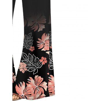 Allover Flower Leaf Print Vacation Wide Leg Pants Elastic High Waisted Casual Long Pants