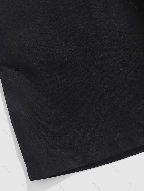 Vacation Couple Outfit Ombre Coconut Tree Print Spaghetti Strap A Line Tank Dress and Roll Up Sleeve Shirt Solid Color Drawstrings Beach Shorts Matching Outfit - Noir S | US 4