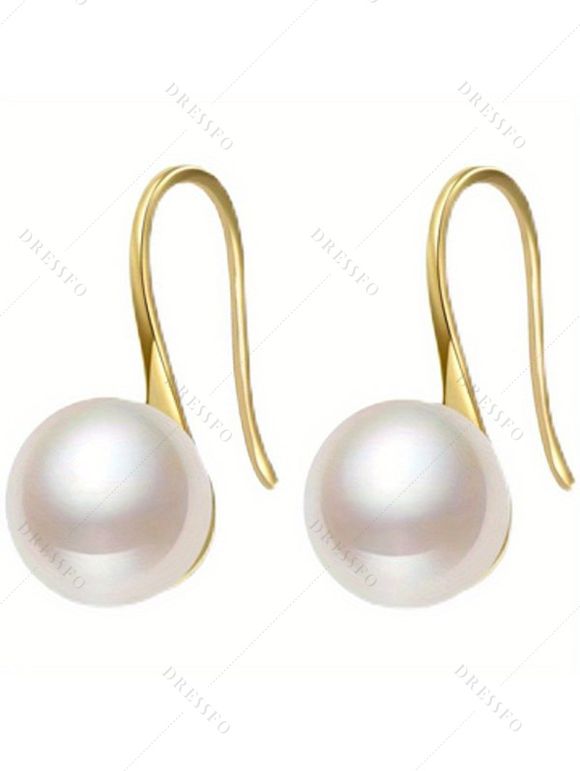 Boucles D'Oreilles Pendantes Simples avec Perle Artificielle Elégante - d'or 