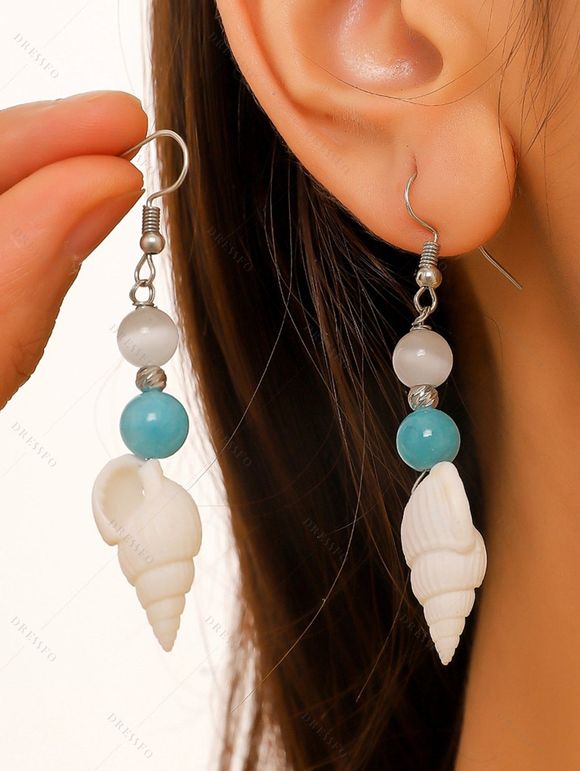 Boucles D'Oreilles de Vacances Style Plage Conque avec Fausse Perle - multicolor A 