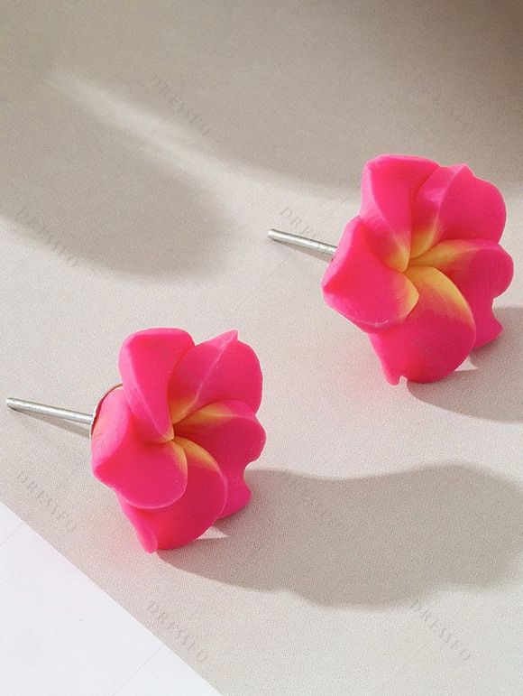 Boucles D'Oreilles de Plage Branché Forme de Fleur - Rouge 