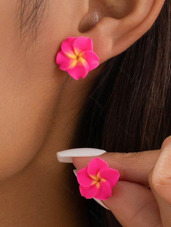 Boucles D'Oreilles de Plage Branché Forme de Fleur - Rouge 