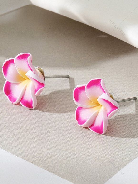 Sweet Flower Shaped Stud Earrings Beach Style Vacation Trendy Earrings - LIGHT PINK 