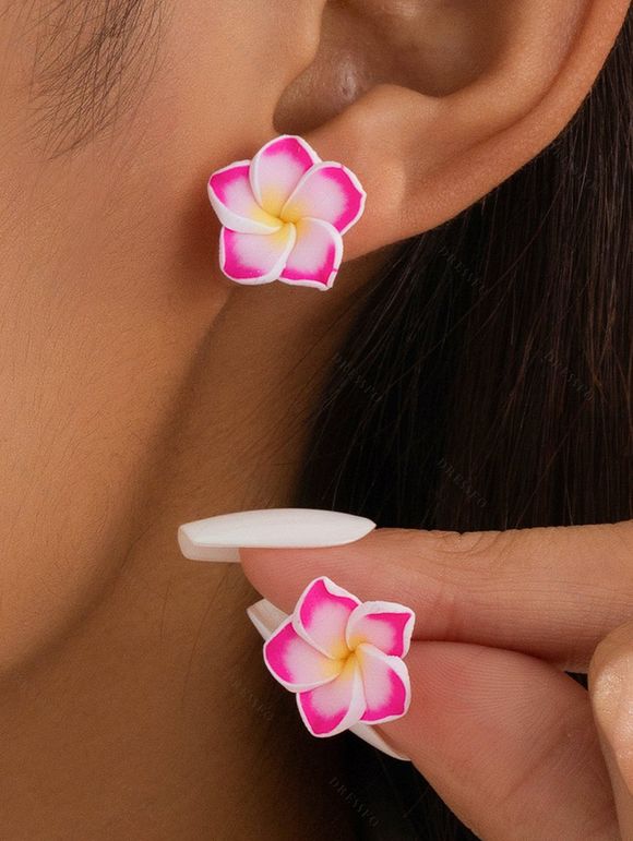 Boucles D'Oreilles de Plage Branché Forme de Fleur - Rose clair 