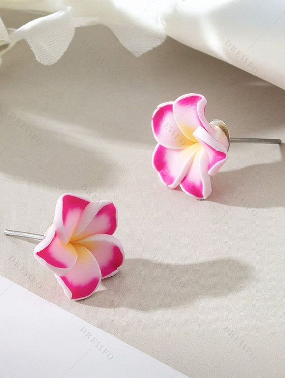 Sweet Flower Shaped Stud Earrings Beach Style Vacation Trendy Earrings - LIGHT PINK 