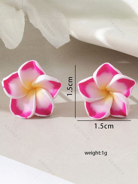Sweet Flower Shaped Stud Earrings Beach Style Vacation Trendy Earrings - LIGHT PINK 