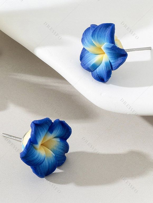 Boucles D'Oreilles de Plage Branché Forme de Fleur - Bleu 