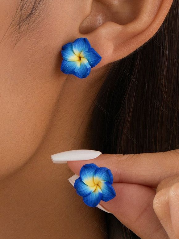 Boucles D'Oreilles de Plage Branché Forme de Fleur - Bleu 