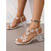 Rhinestone Butterfly Slip On Chunky Heel Open Square Toe Elegance Sandals Trendy Sandals - Blanc EU 36