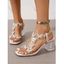 Rhinestone Butterfly Slip On Chunky Heel Open Square Toe Elegance Sandals Trendy Sandals - Blanc EU 38
