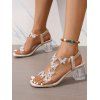 Rhinestone Butterfly Slip On Chunky Heel Open Square Toe Elegance Sandals Trendy Sandals - Blanc EU 38