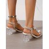 Rhinestone Butterfly Slip On Chunky Heel Open Square Toe Elegance Sandals Trendy Sandals - Blanc EU 38