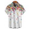 Chemise de Vacances Coloré Motif de Note de Musique Boutonnée à Manches Roulées pour Homme - multicolor 5XL