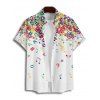 Chemise de Vacances Coloré Motif de Note de Musique Boutonnée à Manches Roulées pour Homme - multicolor XL