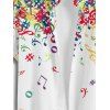 Chemise de Vacances Coloré Motif de Note de Musique Boutonnée à Manches Roulées pour Homme - multicolor 4XL