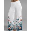 Vacation Outfit Ombre Floral Leaf Print Butterfly Lace O Ring Strap Long Tank Top and High Waisted Long Wide Leg Pants Two Piece Set - Bleu S | US 4