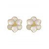 Boucles D'Oreilles Clous en Forme de Fleur Ornée de Strass la Mode pour Femmes - Blanc 