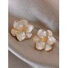 Boucles D'Oreilles Clous en Forme de Fleur Ornée de Strass la Mode pour Femmes - Blanc 