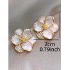 Boucles D'Oreilles Clous en Forme de Fleur Ornée de Strass la Mode pour Femmes - Blanc 