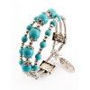 Bracelet Tendance Orné de Plumes et Perles Turquoises Fantaisies Style Ethnique pour Femmes - Bleu 