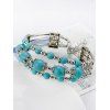 Bracelet Tendance Orné de Plumes et Perles Turquoises Fantaisies Style Ethnique pour Femmes - Bleu 