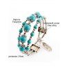 Bracelet Tendance Orné de Plumes et Perles Turquoises Fantaisies Style Ethnique pour Femmes - Bleu 