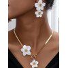 Parure Collier et Boucles D'Oreilles Tendance avec Pendentif Fleurs Éclatantes pour Vacances - Blanc 